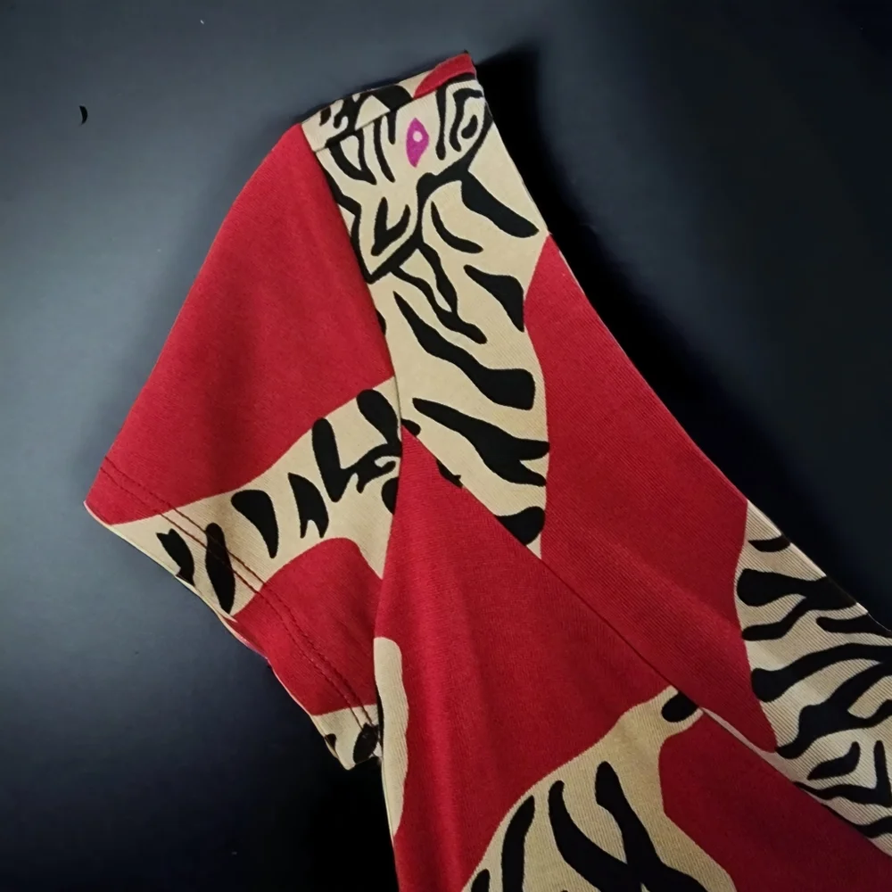 Diane von Furstenburg Red Tiger Estovan Silk Jersey Dress Size 2 - Picture 4 of 8